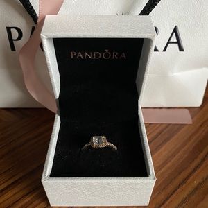 Pandora Square Sparkle Halo Ring
